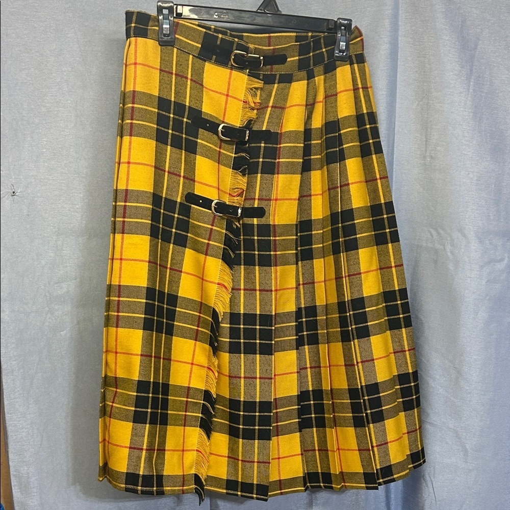 Vintage Yellow and Black Plaid Women's Skirt